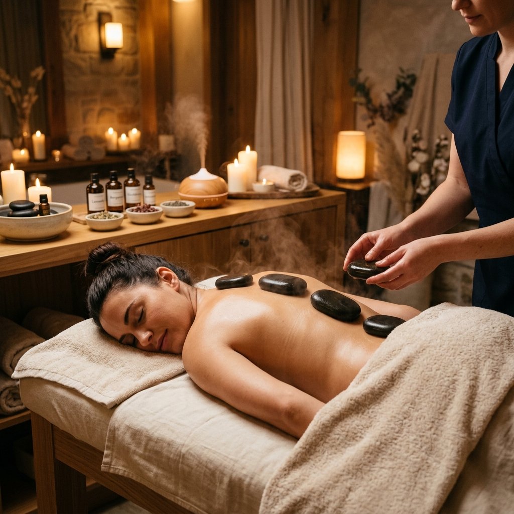 Warm stone wellness ritual