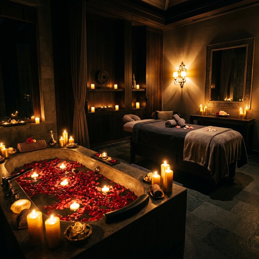 Warm and peaceful treatment room at Star Gold Spa
